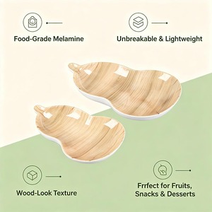 Plateau de service en mélamine imitation bois, incassable, pour fruits et collations, idéal pour la maison et les fêtes (sans dropshipping) - Product Image 5