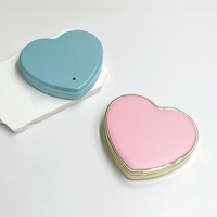 Boîte compacte en plastique vide pour poudre en forme de cœur, couleur unie, 5g, avec miroir, emballage cosmétique