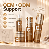 Botol Kosmetik Kaca Kosong & Set Stoples Krim Kemasan Perawatan Kulit Amber dengan Tutup Emas Logo Kustom OEM ODM Grosir