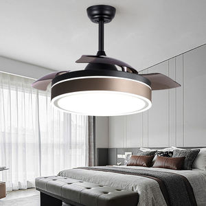 Ventilateur de plafond nordique caché moderne à 4 pales ABS rétractables pour éclairage de salon - Product Image 5