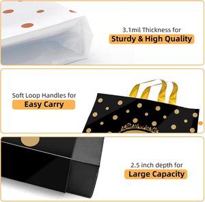 Bolsas de Plástico Reutilizables Personalizadas de 12 x 15 Pulgadas con Asa Troquelada para Compras, Dulces y Empaque de Ropa - Product Image 5