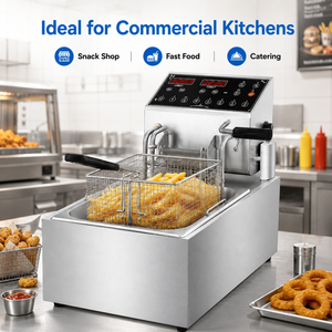 Freidora Eléctrica Comercial Automática con Elevación Automática, 6L, 3.5KW, de Acero Inoxidable, de Sobremesa, con Temporizador de Pantalla Táctil - Product Image 5
