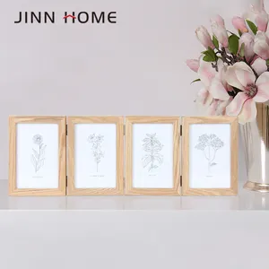 Jinn Home Cadre photo pliant Cadre photo de table en bois Cadre photo artistique à charnière en verre