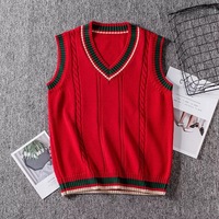 Gilet pull en coton pur style uniforme scolaire de Noël Xiaodaxing, col en V, tricoté, unisexe, pour étudiants, vêtement de performance