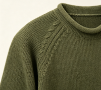 Pull d'hiver personnalisé pour homme, anti-plis, anti-rétrécissement, 100 % coton, col rond côtelé à grosse maille, tricot uni