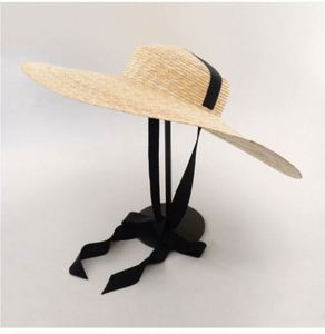 Oversized Brim <b>Straw</b> <b>Hat</b> Windproof Tethered Sun <b>Hat</b> Elegant Street Photography Flat Cap - Product Image 4