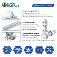Vis hexagonales en acier au carbone Lekon M4 M6 M8 M10 M12X20mm DIN 931 933 métriques et impériales, plaquées zinc, avec écrous