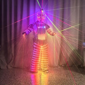 Costume de scène unisexe pour adulte avec impression lumineuse en polyester/rayonne, <span class=keywords><strong>casque</strong></span> laser et gants colorés pour bar KTV - Product Image 3