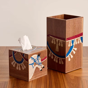 ठोस अखरोट लकड़ी चमत्कार चेहरे के ऊतक बॉक्स डेस्क आयोजक रसोई के उपयोग के लिए बहु-कार्यात्मक वर्ग डिजाइन - Product Image 1