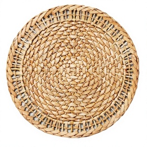NUEVO DISEÑO Mantel Individual Redondo Decorativo de Fibra Natural de Jacinto de Agua y Pasto Marino Tejido con Forma de Flor de Vietnam - Product Image 1