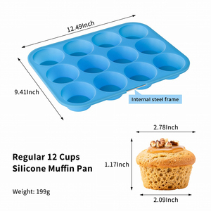 Molde de silicona para hornear de 12 orificios con revestimiento de hierro de cuatro lados para pasteles, bandeja para hornear en el hogar, molde para pastel de gelatina resistente a altas temperaturas - Product Image 4