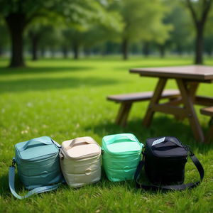 Sac bento isotherme 19x19x19cm avec bandoulière pour le transport des repas - Product Image 3