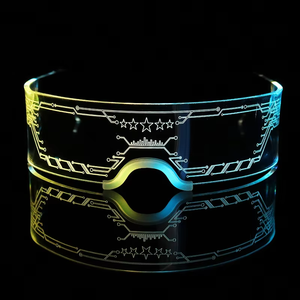 Lunettes à visière LED Cyberpunk, design futuriste, lunettes de fête avec <span class=keywords><strong>7</strong></span> changements de couleur - Product Image 6
