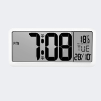 Reloj de pared digital con pantalla LCD grande con visualización de fecha/hora/temperatura, funciona con pilas para el hogar