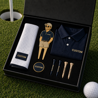 Ensemble cadeau de golf personnalisé complet : Polo, tees de golf, marqueur de balle, outil de réparation de divots, accessoires de golf haut de gamme