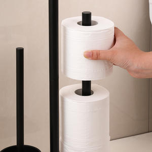 Soporte de papel higiénico de pie Zy, redondo, multiusos, con varios niveles, almacenamiento para baño, sin taladro, portátil. - Product Image 1