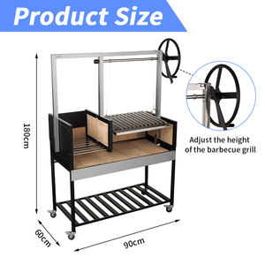 HDL24 Parrilla <span class=keywords><strong>Argentina</strong></span> Independiente de Carbón con Asador, Barbacoa Brasero - Product Image 2