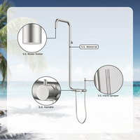 Douche murale en acier inoxydable pour l'extérieur Robinets de douche chaude et froide pour salle de bain Piscine Conception de pluie Douche extérieure