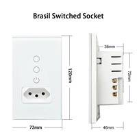 Prise murale intelligente Hooanke Brésil 1 prise AC + 2 interrupteurs WiFi Tuya Smart Life Alexa Google Home 10A 110-240V Panneau en verre trempé