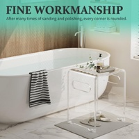 Banc de douche moderne en acrylique transparent avec boucles en silicone antidérapantes
