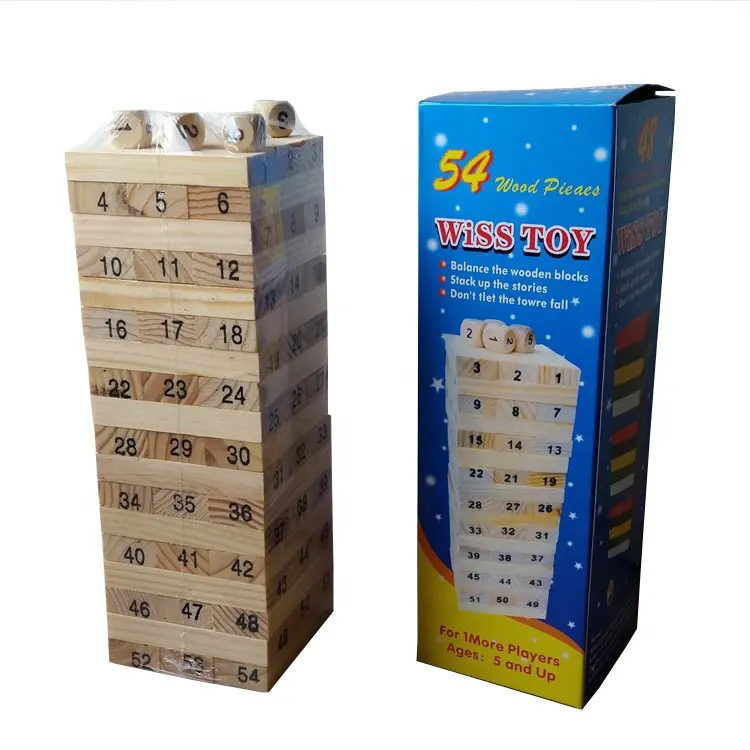 2022 bois Blocs Jeux Jouets En Bois Géant Tumbling Bois En Bois 54PCS Domino Empiler des Blocs Tumbling Tower Jouets Jeux Enfants