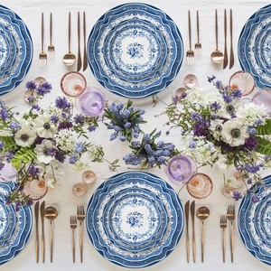 Vajilla de Porcelana China Azul y Blanca de 4 Piezas, Diseño de Flores Estilo <span class=keywords><strong>Chino</strong></span>, Diseño Personalizable, Vajilla de Lujo para Comida - Product Image 2