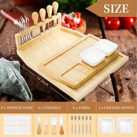 Bamboe charcuterieplank set met bestekbak & messenbak houten kaasplank serveerplank voor feesten en gezelschap