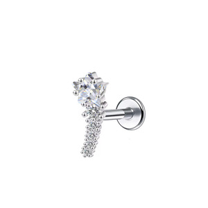 Pendientes de Cartílago de <span class=keywords><strong>Acero</strong></span> <span class=keywords><strong>Inoxidable</strong></span> 316L con Circonitas, Diseño de Luna, Estrella y Tulipán, Joyería de Piercing para Mujer, Nueva Tendencia 2026 - Product Image 4
