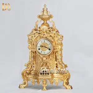 Dekorasi rumah gaya antik jam meja Romawi emas kuningan antik unik