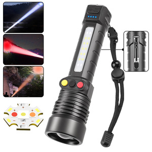 Lampe torche multifonction LED rechargeable Yiwu 1800mAh avec batterie intégrée, chargement Type C, zoom, lumière latérale et lampe de signalisation - Product Image 5