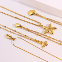 Estrella de Mar Océano serie impermeable de acero inoxidable moda colgante collar niñas grueso 18K chapado en oro cadena collar mujeres