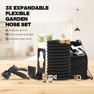 Tuyau d'arrosage de jardin en caoutchouc écologique, extensible, haute pression, anti-corrosion, 2 couches, 25, 50, 75, 100 pieds, modèle Serpent Magique - Product Image 3