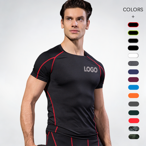 Camiseta Deportiva de Compresión para Hombre, de Secado Rápido, Ajustada, Negra, de Alta Calidad, con Logotipo Personalizado - Product Image 2