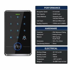 Controlador de Acceso con Teclado RFID a Prueba de Agua de 125KHz, con Tarjeta de Código PIN y Modo PIN, para Puerta de Fábrica o Almacén - Product Image 1