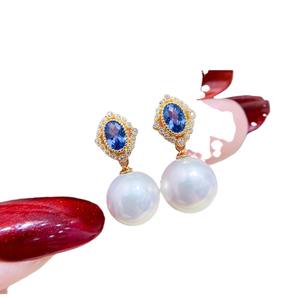 Accessoires en argent S925 pour perles DIY, perles de 9 à 15 mm, pierres précieuses, support vide, 22077, boucles d'oreilles pendantes tendance avec clous d'oreille, bijoux - Product Image 5