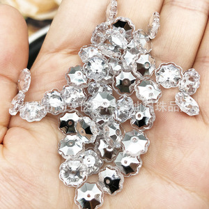 Strass en verre en forme de fleur, transparents blancs, 12 facettes, pour la création de bijoux, chaussures, sacs, vêtements, robes de mariée - Product Image 4