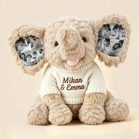 Peluche Éléphant Mignon Direct Usine, Rembourrée Coton PP avec Pull Tricoté, 23cm 30cm, Broderie Logo Personnalisé, Vente en Gros