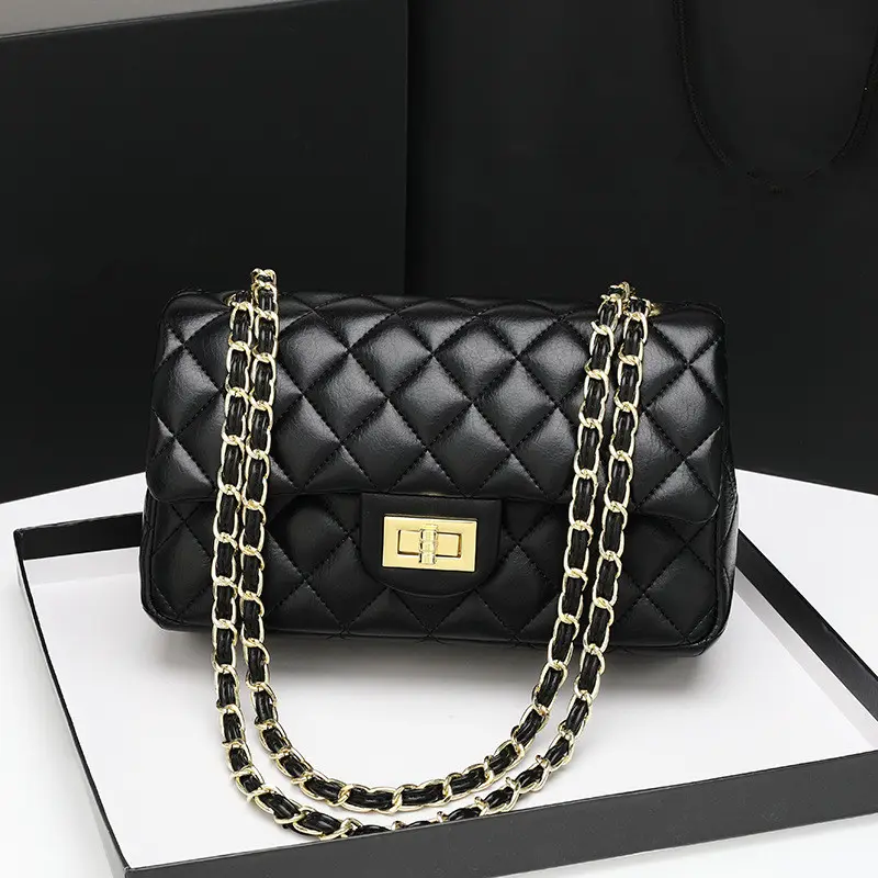 1:1 handbags luxury Leather designer chain black bags women's branded handbags ladies shoulder handbags women bags famous brands