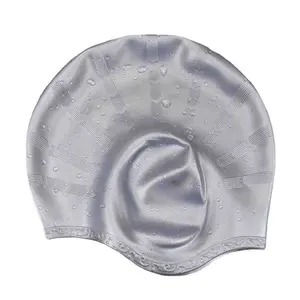 <span class=keywords><strong>Prix</strong></span> de gros Nouveau design de chapeau de bain en caoutchouc antidérapant avec logo personnalisé Bonnets de bain en silicone avec protection des oreilles - Product Image 1