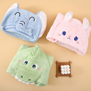 Serviette de bain à capuche Blue Elephant 80x120cm en polaire corail douce et absorbante, cape d'emmaillotage pour bébé, motif dessin animé - Product Image 3