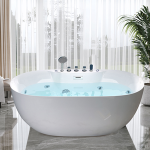 Vasca da Bagno Moderna in Acrilico a Forma Ovale, Design Ecologico, Autoportante, con Scarico Incluso, Idromassaggio a 6 Getti d'Aria, Tina <span class=keywords><strong>Chen</strong></span> - Product Image 2