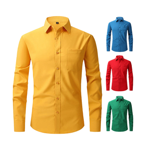 Chemises habillées formelles RNSHANGER pour hommes, décontractées, blanches et noires, col en V, anti-plis, coupe classique, manches longues, en polyester, pour l'automne - Product Image 1