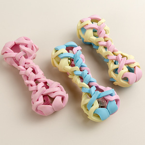 Cavo che perde denti di pulizia incandescente osso cane masticare giocattolo TPR tessuto di gomma luce lampeggiante luce campana palla per l'intrattenimento del cane - Product Image 1