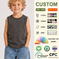 Débardeur pour enfants en coton uni avec logo personnalisé, sous-vêtement pour tout-petits, t-shirt sans manches à col rond