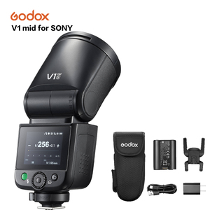 Flash pour appareil photo <span class=keywords><strong>Godox</strong></span> <span class=keywords><strong>V1</strong></span> Mid Round Head 2.4G TTL HSS 1/8000s avec écran tactile rechargeable pour appareil photo <span class=keywords><strong>SONY</strong></span> - Product Image 1