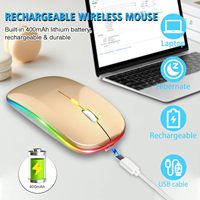 Ratón inalámbrico silencioso 2 4GHz ratón óptico para portátil tipo C recargable retroiluminación LED Bluetooth ratón inalámbrico para ordenador portátil