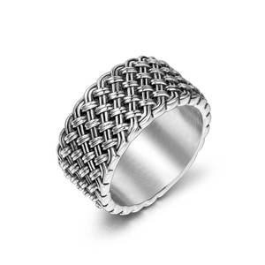 European American Style Vintage <b>Titanium</b> Steel <b>Ring</b> Woven Design Punk Men's Fashion Jewelry SA710 - Product Image 2