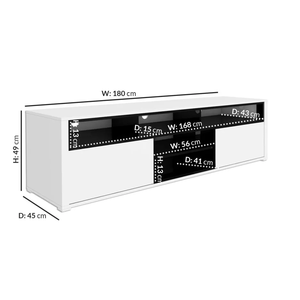 Meuble <span class=keywords><strong>TV</strong></span> blanc brillant avec étagère pour <span class=keywords><strong>barre</strong></span> <span class=keywords><strong>de</strong></span> <span class=keywords><strong>son</strong></span>, support <span class=keywords><strong>TV</strong></span> rectangulaire simple pour salon, pour téléviseur <span class=keywords><strong>de</strong></span> 85 pouces - Product Image 5