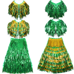 DAMAI Chal con Borlas para el Día de San Patricio, Capa con Flecos Verdes y Dorados, Disfraz para Desfile, Festival, Carnaval, Fiesta, Actuación - Product Image 1