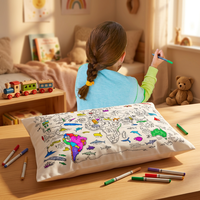 Coussins DIY personnalisés pour enfants, taies d'oreiller à colorier soi-même pour enfants, housse de coussin rectangulaire à peindre à la main
